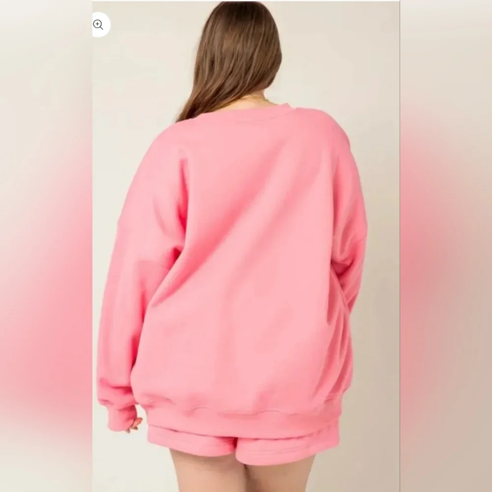 NWT Gilli 2PC Pink Sweatshirt & Short Set "Not That Athletic Club" Size 2X - Picture 2 of 8